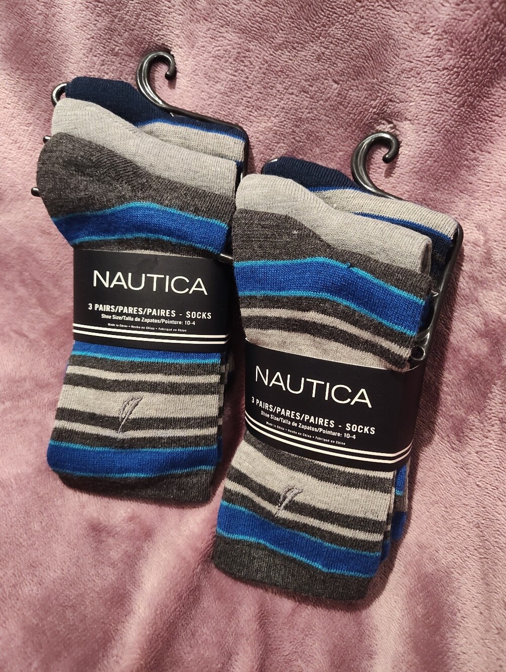 Nautica Kids Gray & Blue Striped Socks - 2pk/6 Pairs